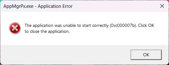 NEC SL2100 PCPro GE 5.30 AppMgrPx.exe Application Error 0xc000007b